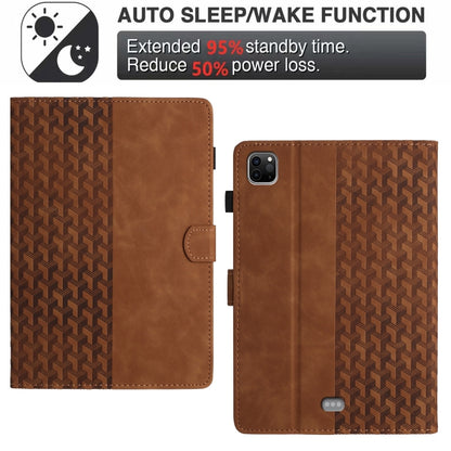 For iPad Pro 11 2024 Building Blocks Embossed Leather Smart Tablet Case(Brown) - iPad Pro 11 2024 Cases by buy2fix | Online Shopping UK | buy2fix