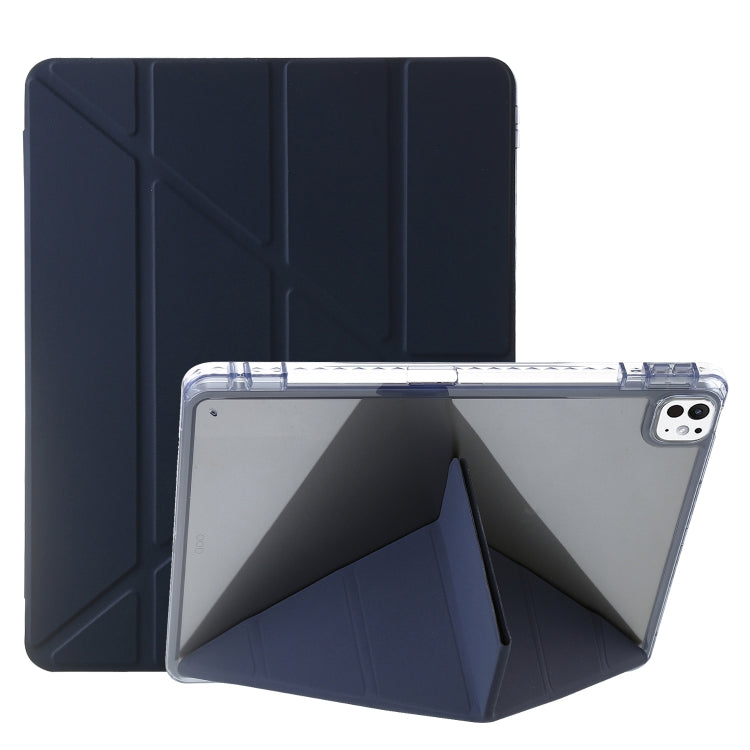 For iPad Pro 13 2024 Clear Acrylic Deformation Leather Tablet Case(Dark Blue) - iPad Pro 13 2024 Cases by buy2fix | Online Shopping UK | buy2fix