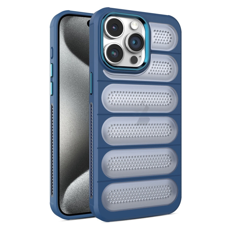 For iPhone 15 Pro Max Cooling Armor Translucent Mesh Breathable Phone Case(Blue) - iPhone 15 Pro Max Cases by buy2fix | Online Shopping UK | buy2fix