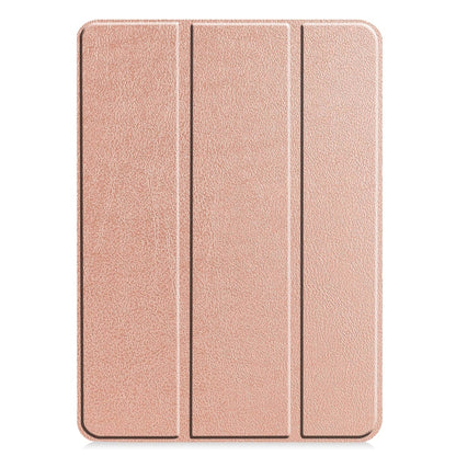 For iPad Pro 13 2024 Custer Pure Color 3-Fold Holder Smart Leather Tablet Case(Rose Gold) - iPad Pro 13 2024 Cases by buy2fix | Online Shopping UK | buy2fix