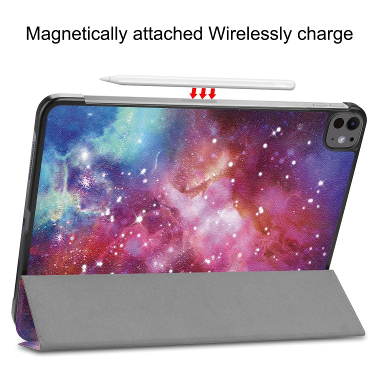 For iPad Pro 13 2024 Custer Painted 3-Fold Holder Smart Leather Tablet Case(Milky Way Nebula) - iPad Pro 13 2024 Cases by buy2fix | Online Shopping UK | buy2fix