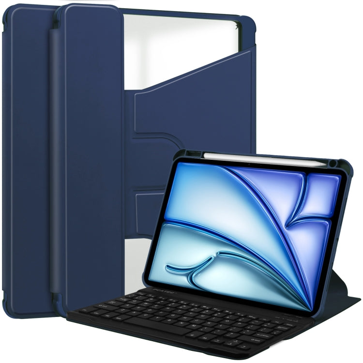 For iPad Air 11 2024 Transparent Rotation Smart Leather Tablet Case with Keyboard(Dark Blue) - iPad Air 11 2024 Cases by buy2fix | Online Shopping UK | buy2fix