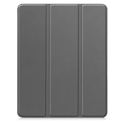 For iPad Pro 13 2024 Custer TPU Pure Color 3-Fold Holder Smart Leather Tablet Case with Pen Tray(Grey) - iPad Pro 13 2024 Cases by buy2fix | Online Shopping UK | buy2fix