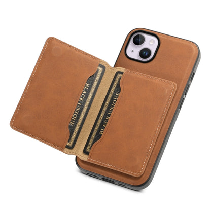 For iPhone 14 Plus Denior D13 Retro Texture Leather MagSafe Card Bag Phone Case(Brown) - iPhone 14 Plus Cases by Denior | Online Shopping UK | buy2fix