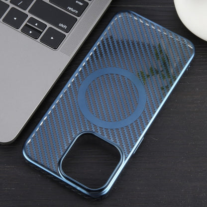 For iPhone 15 6D Plated Carbon Fiber Clear Magsafe PC Phone Case(Dream Blue) - iPhone 15 Cases by buy2fix | Online Shopping UK | buy2fix