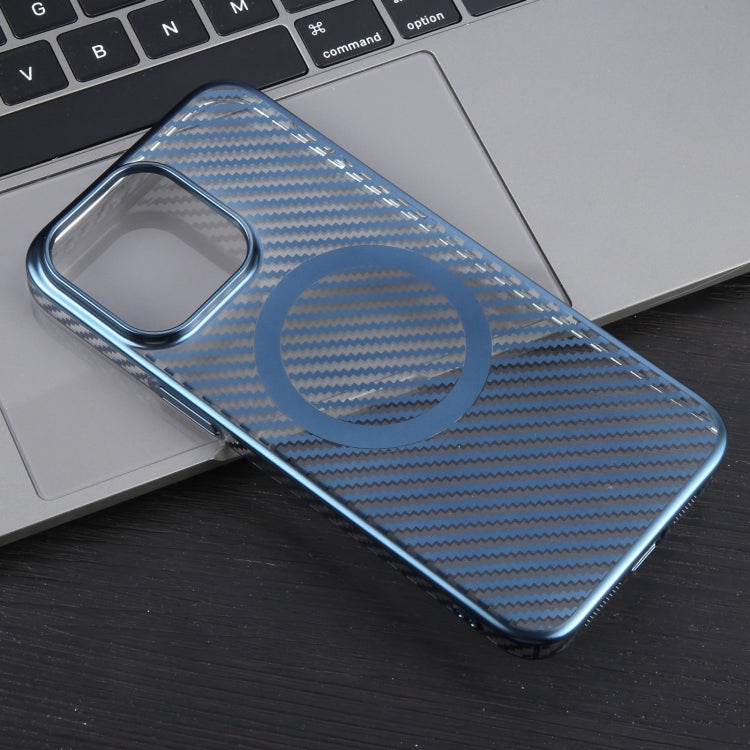 For iPhone 14 Pro 6D Plated Carbon Fiber Clear Magsafe PC Phone Case(Dream Blue) - iPhone 14 Pro Cases by buy2fix | Online Shopping UK | buy2fix