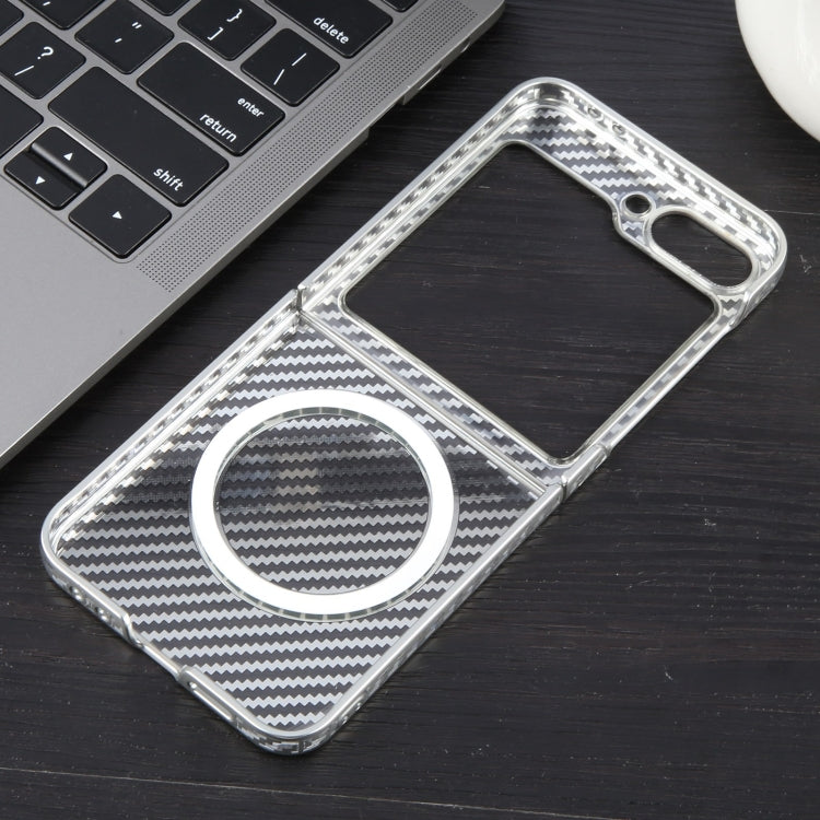 For Samsung Galaxy Z Flip5 6D Plated Carbon Fiber Clear Magsafe PC Phone Case(Starlight Silver) - Galaxy Z Flip5 Cases by buy2fix | Online Shopping UK | buy2fix