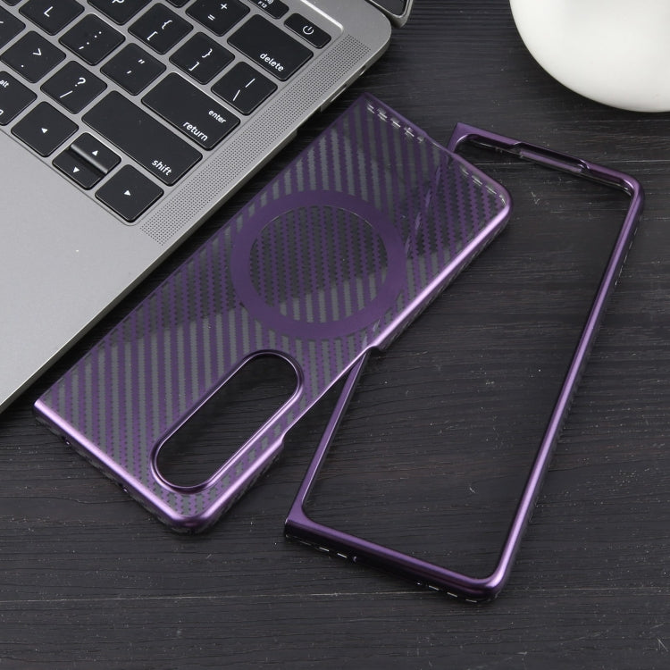 For Samsung Galaxy Z Fold4 6D Plated Carbon Fiber Clear Magsafe PC Phone Case(Aurora Purple) - Galaxy Z Fold4 5G Cases by buy2fix | Online Shopping UK | buy2fix