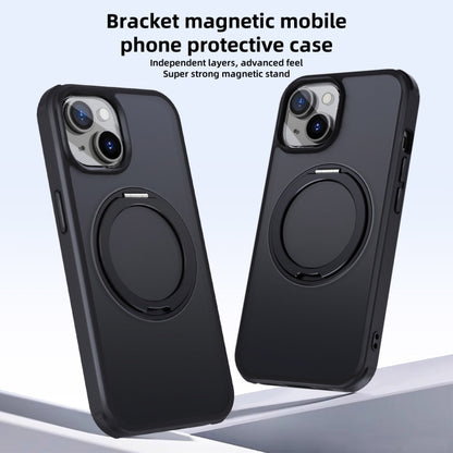 For iPhone 13 MagSafe Holder PC Hybrid TPU Phone Case(Matte Black) - iPhone 13 Cases by buy2fix | Online Shopping UK | buy2fix