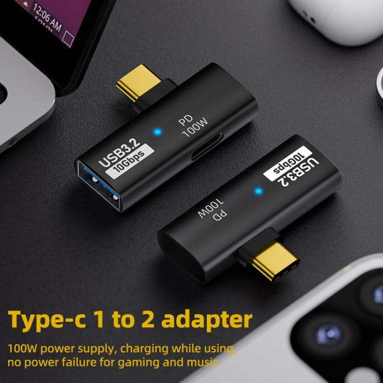 2 in 1 PD 100W USB-C / Type-C Charging Transfer Adapter(Black) - Converter & Adapter by buy2fix | Online Shopping UK | buy2fix