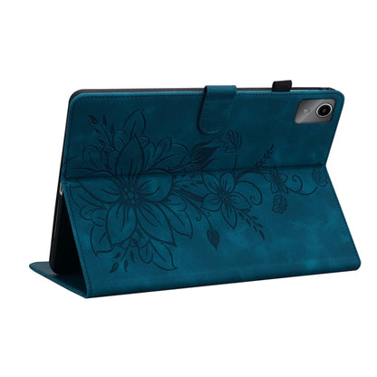 For Lenovo Tab M11/Xiaoxin Pad 11 2024 Lily Embossed Leather Tablet Case(Dark Blue) - Lenovo by buy2fix | Online Shopping UK | buy2fix