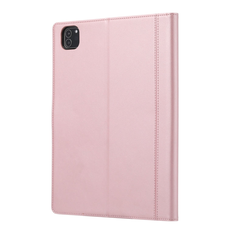 For iPad Pro 11 2024 Calf Texture Double Fold Clasp Horizontal Flip Leather Smart Tablet Case(Rose Gold) - iPad Pro 11 2024 Cases by buy2fix | Online Shopping UK | buy2fix