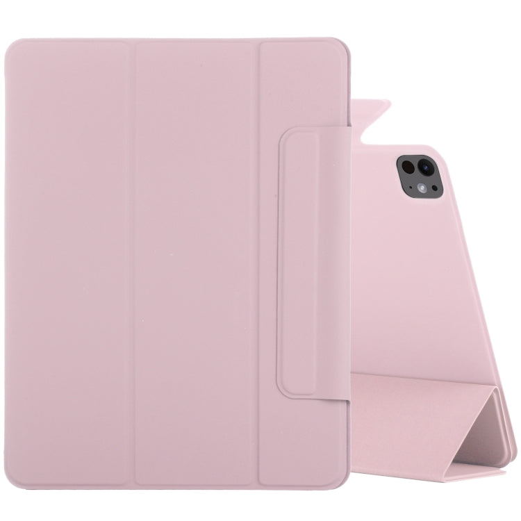 For iPad Pro 11 2024 Double-sided Clip Fixed Buckle Magnetic PU Leather Smart Tablet Case(Rose Gold) - iPad Pro 11 2024 Cases by buy2fix | Online Shopping UK | buy2fix