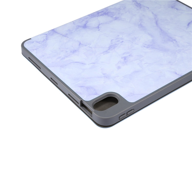 For iPad Air 11 2024 Three-fold Marble Texture Protective Tablet Case with Pen Slot(Purple) - iPad Air 11 2024 Cases by buy2fix | Online Shopping UK | buy2fix