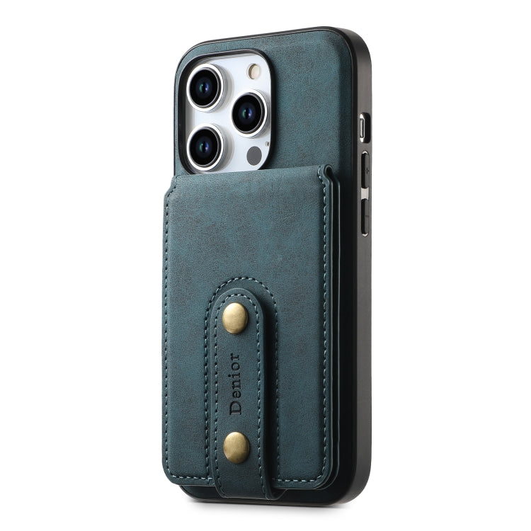 For iPhone 12/12 Pro Denior D14 NK Retro Pattern MagSafe Magnetic Card Holder Leather Phone Case(Blue) - iPhone 12 / 12 Pro Cases by Denior | Online Shopping UK | buy2fix