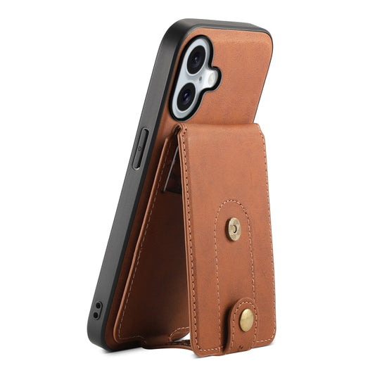 For iPhone 16 Denior D14 NK Retro Pattern MagSafe Magnetic Card Holder Leather Phone Case(Brown) - iPhone 16 Cases by Denior | Online Shopping UK | buy2fix