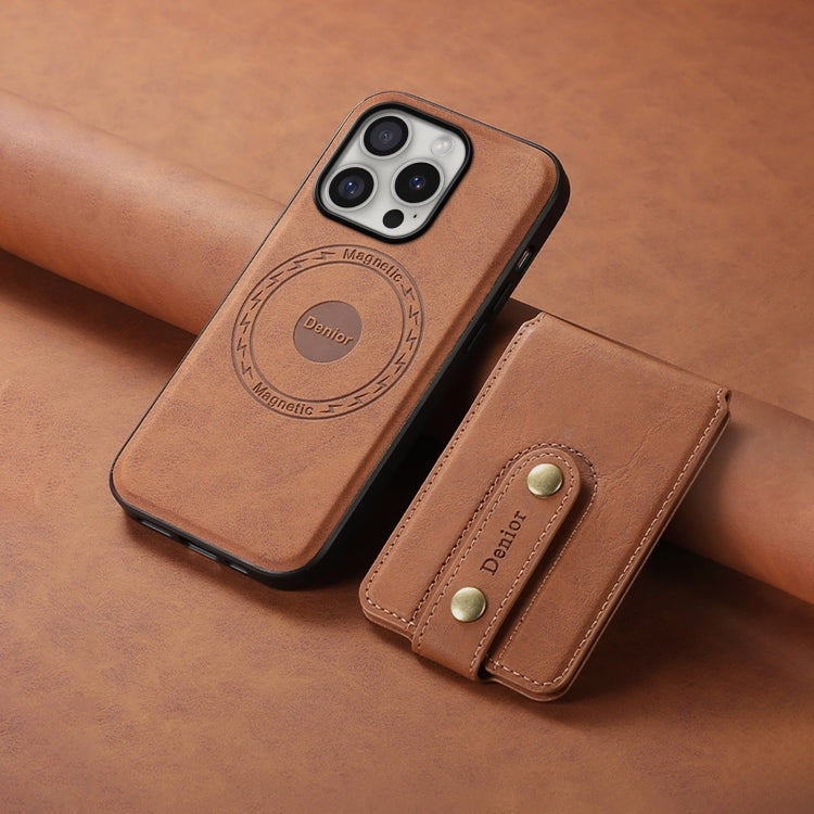 For iPhone 16 Pro Denior D14 NK Retro Pattern MagSafe Magnetic Card Holder Leather Phone Case(Brown) - iPhone 16 Pro Cases by Denior | Online Shopping UK | buy2fix