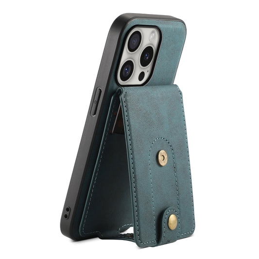 For iPhone 16 Pro Denior D14 NK Retro Pattern MagSafe Magnetic Card Holder Leather Phone Case(Blue) - iPhone 16 Pro Cases by Denior | Online Shopping UK | buy2fix