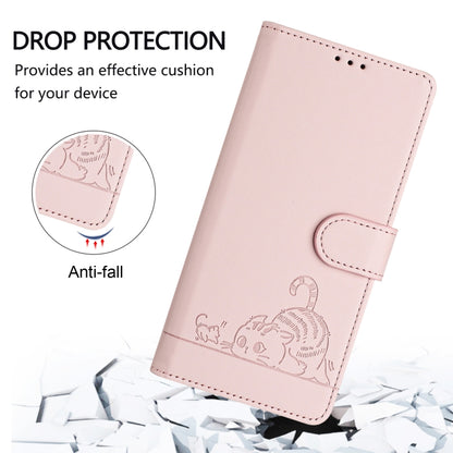 For Motorola Moto G Stylus 5G 2024 Cat Rat Embossed Pattern RFID Leather Phone Case with Lanyard(Pink) - Motorola Cases by buy2fix | Online Shopping UK | buy2fix