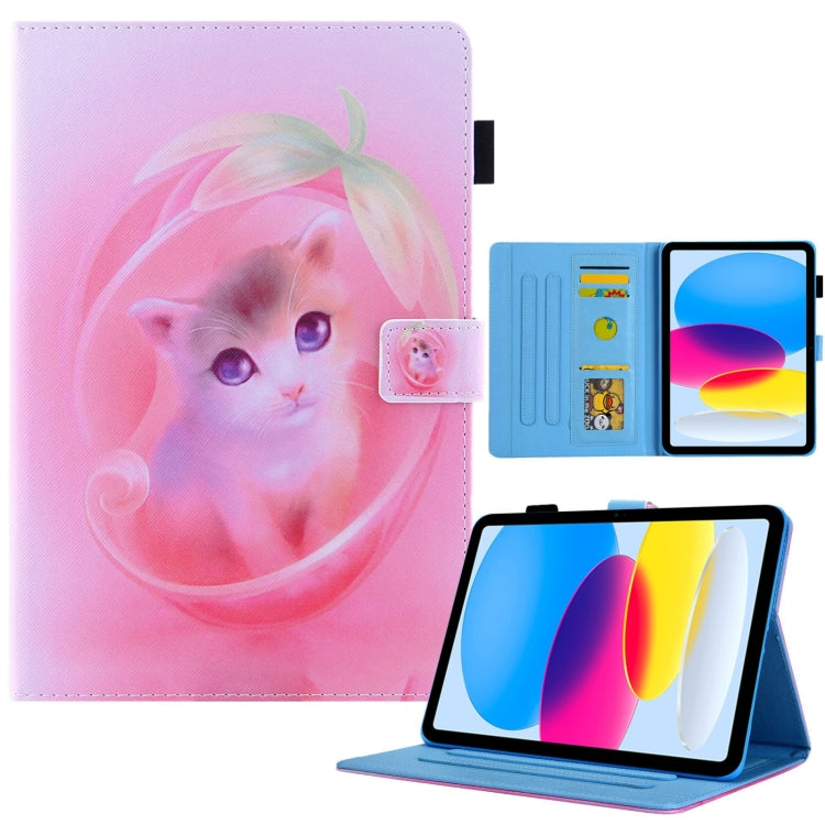 For iPad Pro 11 2024 Colored Drawing Leather Smart Tablet Case(Pink Cat) - iPad Pro 11 2024 Cases by buy2fix | Online Shopping UK | buy2fix