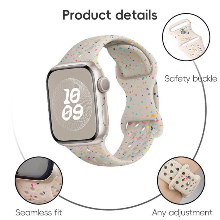 For Apple Watch SE 2022 40mm Hole Style Butterfly Buckle Camouflage Silicone Watch Band(Milk Tea) - Watch Bands by buy2fix | Online Shopping UK | buy2fix