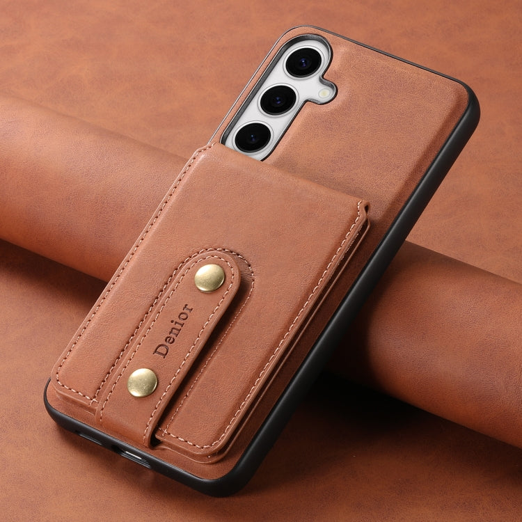 For Samsung Galaxy S24 5G Denior D14 NK Retro Pattern MagSafe Magnetic Card Holder Leather Phone Case(Brown) - Galaxy S24 5G Cases by Denior | Online Shopping UK | buy2fix