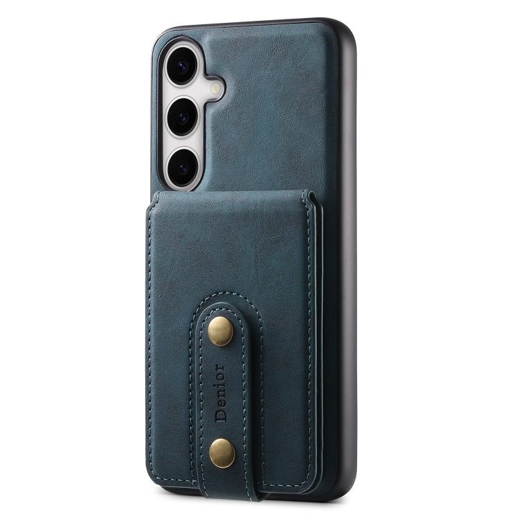 For Samsung Galaxy S24 5G Denior D14 NK Retro Pattern MagSafe Magnetic Card Holder Leather Phone Case(Blue) - Galaxy S24 5G Cases by Denior | Online Shopping UK | buy2fix
