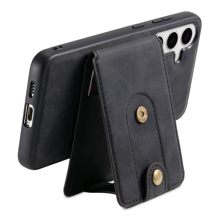 For Samsung Galaxy S24 5G Denior D14 NK Retro Pattern MagSafe Magnetic Card Holder Leather Phone Case(Black) - Galaxy S24 5G Cases by Denior | Online Shopping UK | buy2fix
