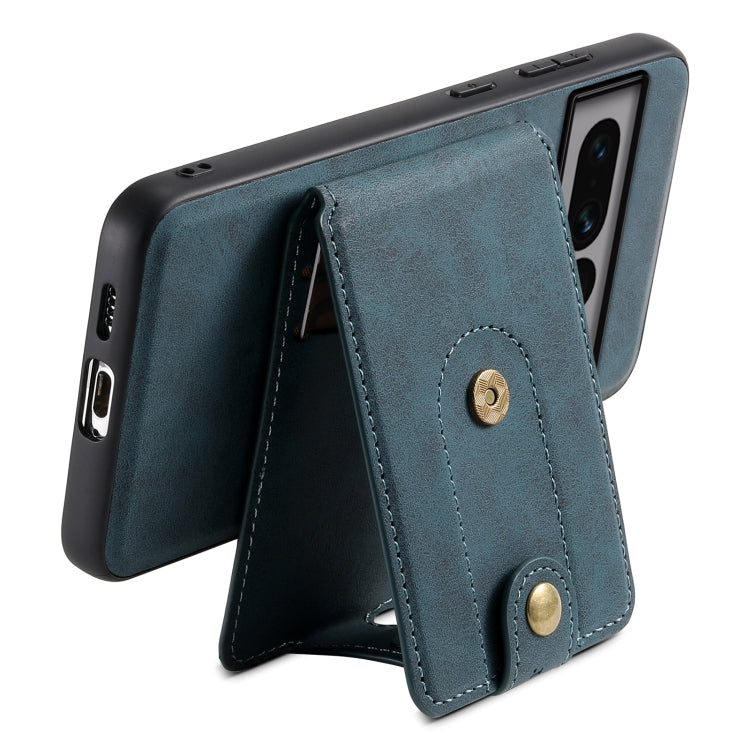 For Google Pixel 7 Pro 5G Denior D14 NK Retro Pattern MagSafe Magnetic Card Holder Leather Phone Case(Blue) - Google Cases by Denior | Online Shopping UK | buy2fix