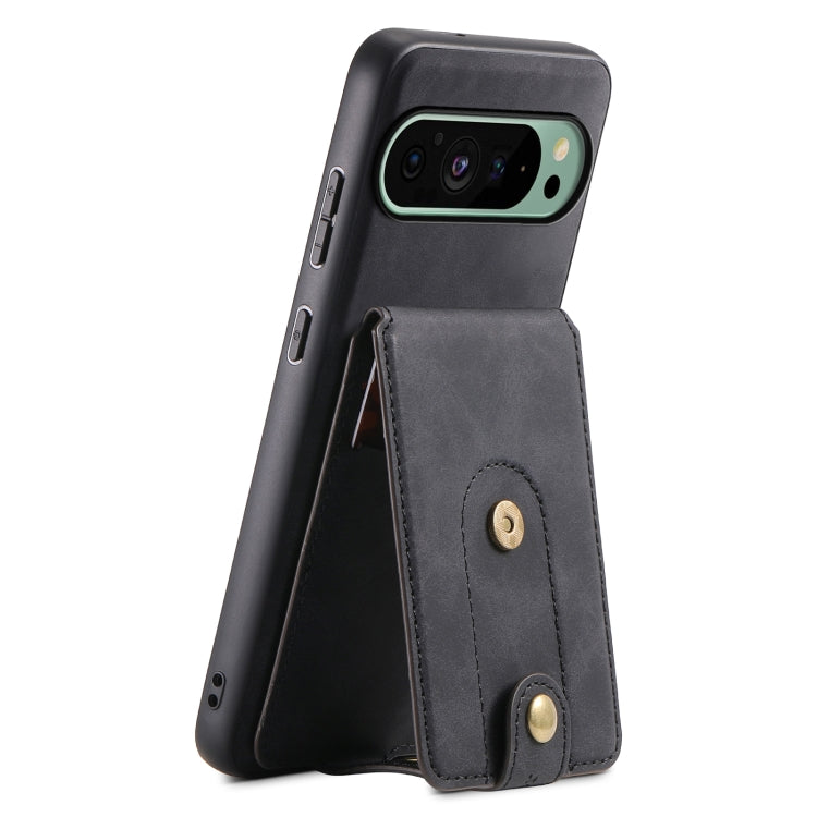 For Google Pixel 9 Denior D14 NK Retro Pattern MagSafe Magnetic Card Holder Leather Phone Case(Black) - Google Cases by Denior | Online Shopping UK | buy2fix