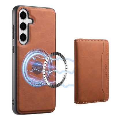For Samsung Galaxy S24+ 5G Denior D13 Retro Texture Leather MagSafe Card Bag Phone Case(Brown) - Galaxy S24+ 5G Cases by Denior | Online Shopping UK | buy2fix