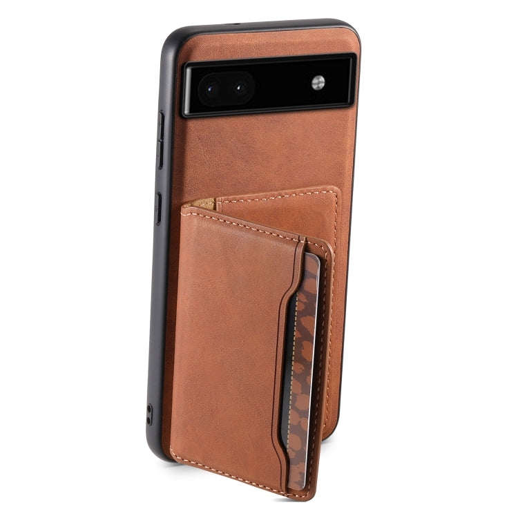 For Google Pixel 6a Denior D13 Retro Texture Leather MagSafe Card Bag Phone Case(Brown) - Google Cases by Denior | Online Shopping UK | buy2fix