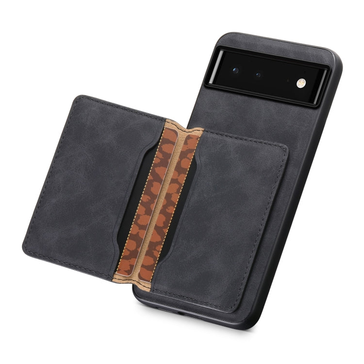 For Google Pixel 6 Denior D13 Retro Texture Leather MagSafe Card Bag Phone Case(Black) - Google Cases by Denior | Online Shopping UK | buy2fix