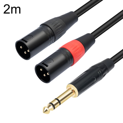 TC145YXK108RE-10 6.35mm 1/4 TRS Male to Dual XLR Male Audio Cable, Length:2m(Black) - Microphone Audio Cable & Connector by buy2fix | Online Shopping UK | buy2fix