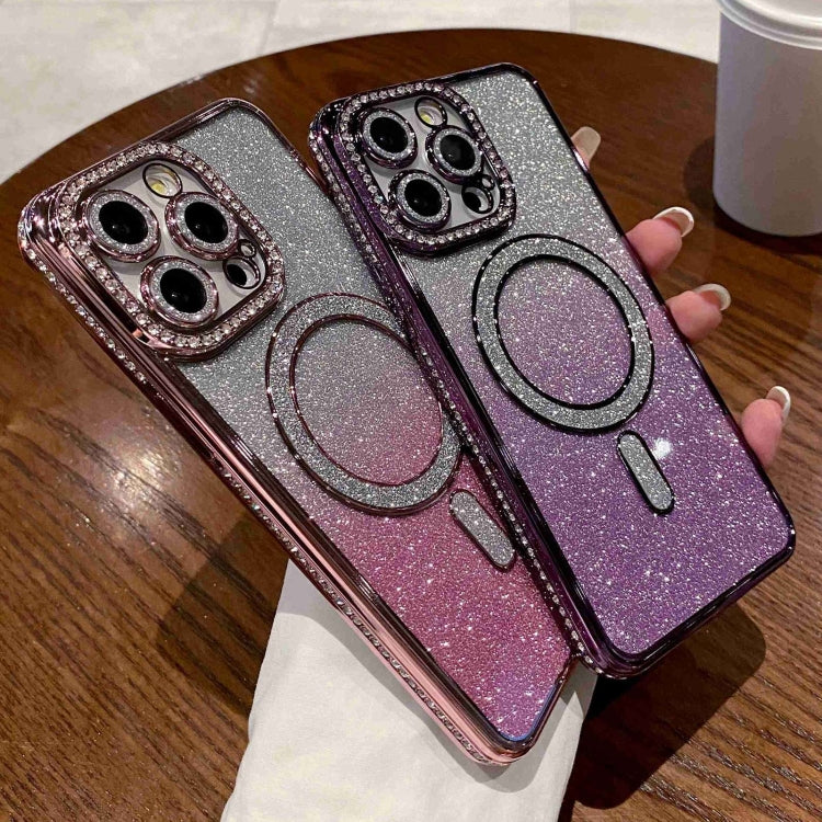 For iPhone 16 Pro Diamond Gradient Glitter Plated MagSafe Phone Case(Purple) - iPhone 16 Pro Cases by buy2fix | Online Shopping UK | buy2fix