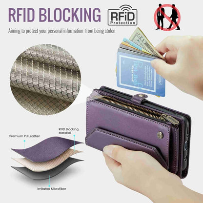 For Samsung Galaxy A30s / A50s / A50 CaseMe C36 Card Slots Zipper Wallet RFID Anti-theft Leather Phone Case(Purple) - Galaxy Phone Cases by CaseMe | Online Shopping UK | buy2fix