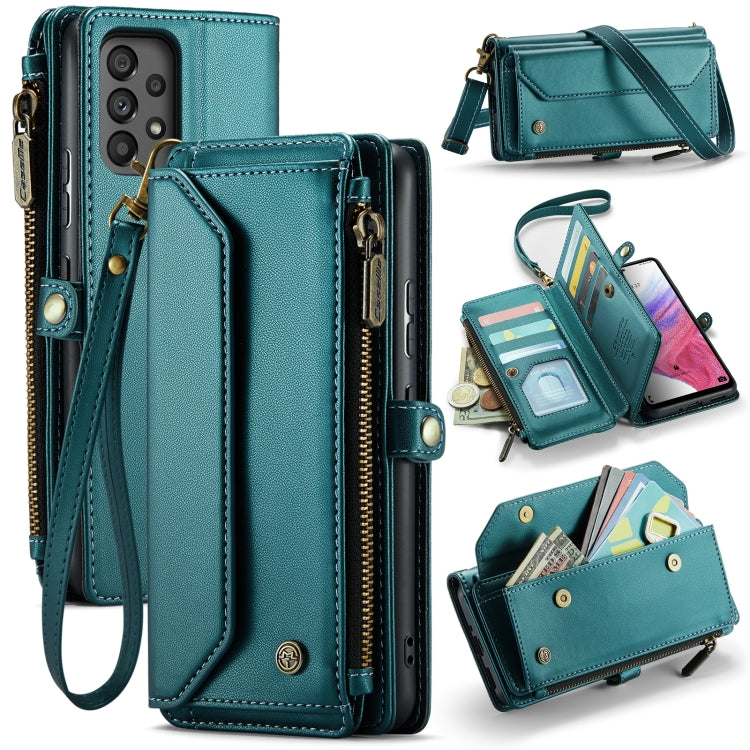 For Samsung Galaxy A53 5G CaseMe C36 Card Slots Zipper Wallet RFID Anti-theft Leather Phone Case(Blue-green) - Galaxy Phone Cases by CaseMe | Online Shopping UK | buy2fix