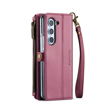 For Samsung Galaxy Z Fold6 5G CaseMe C36 Card Slots Zipper Wallet RFID Anti-theft Leather Phone Case(Wine Red) - Galaxy Z Fold6 5G Cases by CaseMe | Online Shopping UK | buy2fix