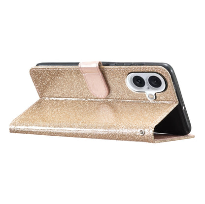 For iPhone 16 Glitter Powder Flip Leather Phone Case(Gold) - iPhone 16 Cases by buy2fix | Online Shopping UK | buy2fix