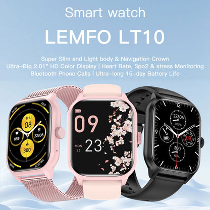 LEMFO LT10 2.01 inch TFT Screen Smart Watch Supports Bluetooth Call / Health Monitoring, Silicone Strap(Pink) - Smart Watches by LEMFO | Online Shopping UK | buy2fix