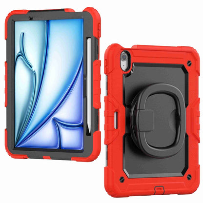 For iPad Air 11 2024 Handle Silicone Hydric PC Tablet Case with Shoulder Strap(Red) - iPad Air 11 2024 Cases by buy2fix | Online Shopping UK | buy2fix