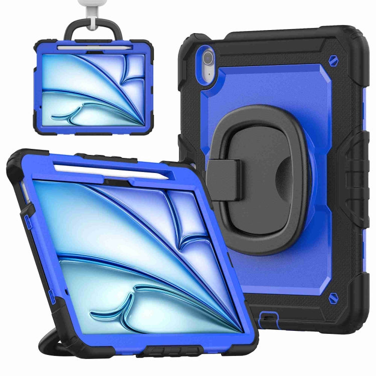 For iPad Air 11 2024 Handle Silicone Hydric PC Tablet Case with Shoulder Strap(Dark Blue PC) - iPad Air 11 2024 Cases by buy2fix | Online Shopping UK | buy2fix