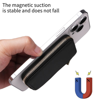 HS-005 MagSafe Magnetic Zipper Card Bag Mobile Phone Back Sticker(Black) - Card & Passport Bags by buy2fix | Online Shopping UK | buy2fix