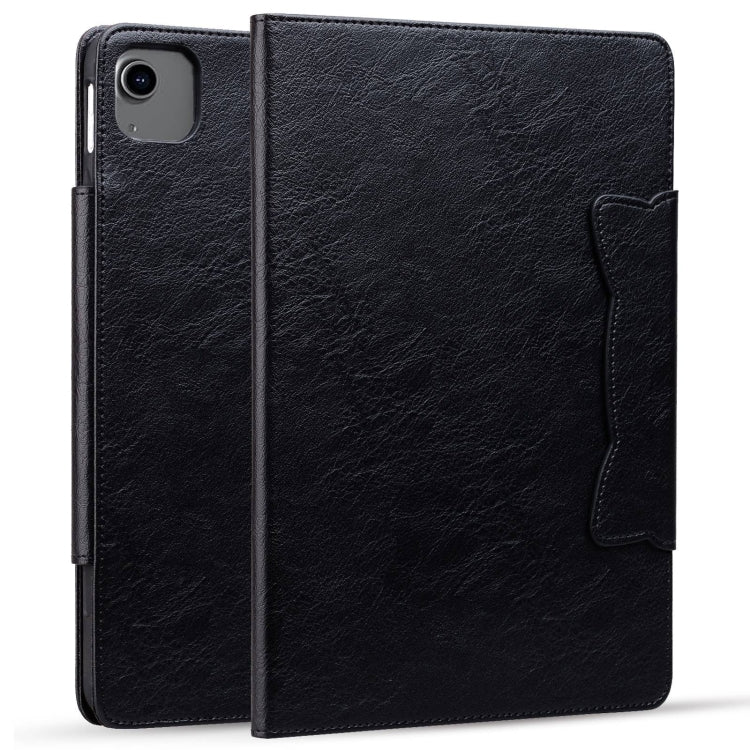 For iPad Air 13 2024 Cat Buckle Leather Smart Tablet Case(Black) - iPad Air 13 2024 Cases by buy2fix | Online Shopping UK | buy2fix