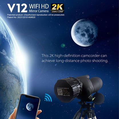 V12 2K WiFi HD Telescope Eyepiece Outdoor Portable Mirror Camera(Black) - Accessories by buy2fix | Online Shopping UK | buy2fix