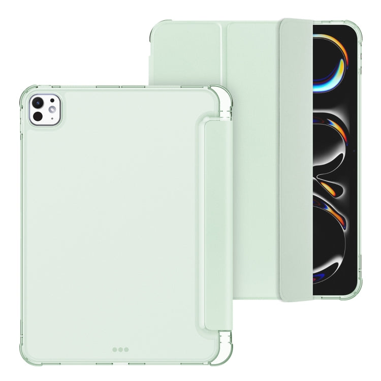 For iPad Pro 11 2024 Tri-fold Holder TPU Cover Frosted Leather Smart Tablet Case withh Pen Slot(Light Green) - iPad Pro 11 2024 Cases by buy2fix | Online Shopping UK | buy2fix