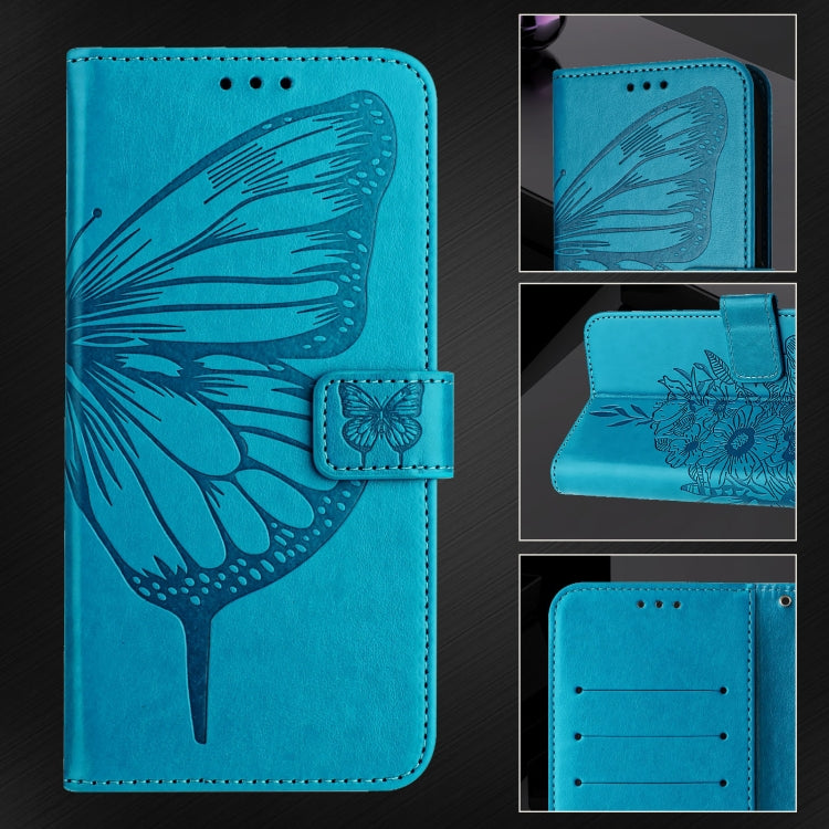 For Blackview Shark 8 Embossed Butterfly Leather Phone Case(Blue) - More Brand by buy2fix | Online Shopping UK | buy2fix