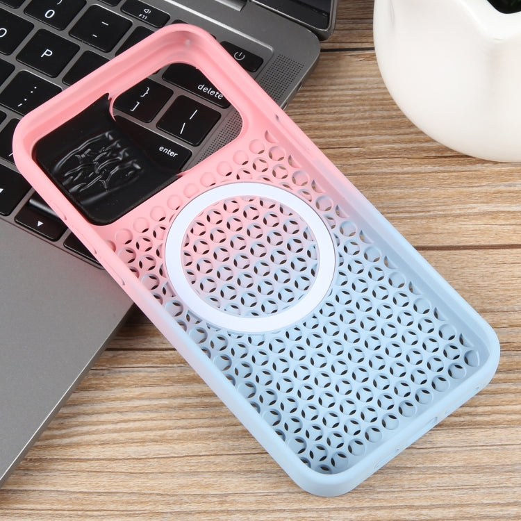 For iPhone 13 Pro Max Gradient Color Honeycomb Aromatherapy MagSafe Phone Case(Pink Blue) - iPhone 13 Pro Max Cases by buy2fix | Online Shopping UK | buy2fix