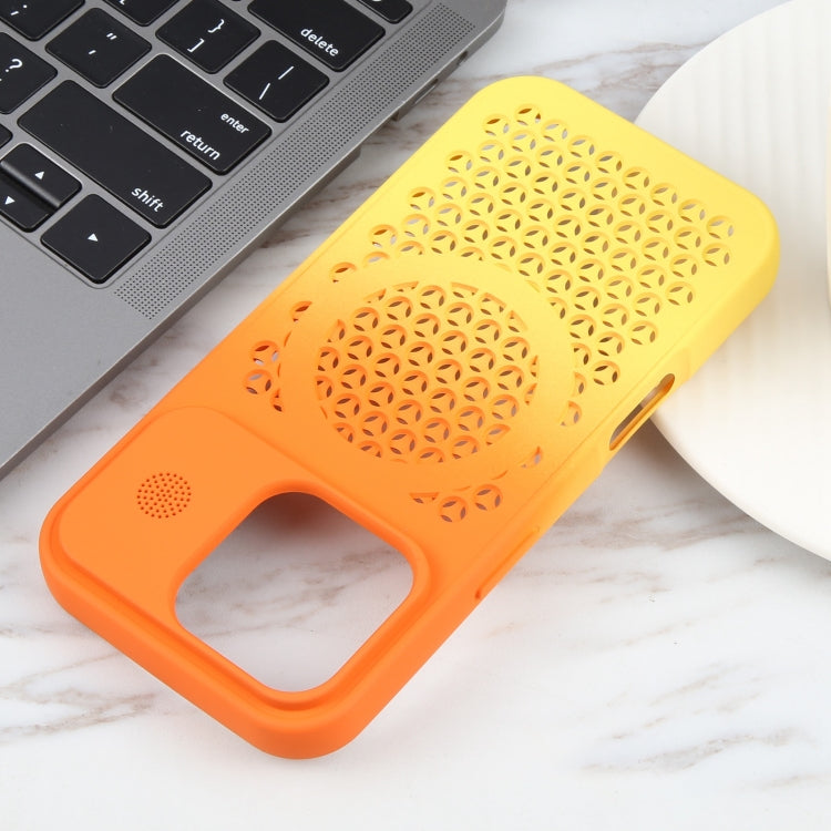 For iPhone 16 Pro Max Gradient Color Honeycomb Aromatherapy MagSafe Phone Case(Orange Yellow) - iPhone 16 Pro Max Cases by buy2fix | Online Shopping UK | buy2fix