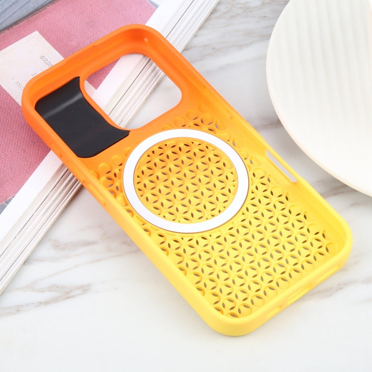 For iPhone 16 Pro Gradient Color Honeycomb Aromatherapy MagSafe Phone Case(Orange Yellow) - iPhone 16 Pro Cases by buy2fix | Online Shopping UK | buy2fix